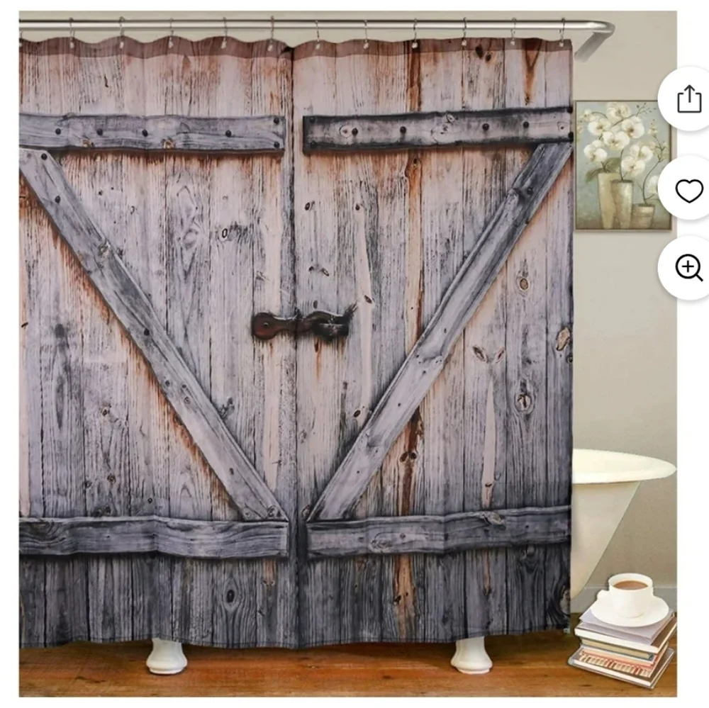 Nwot Rustic Barnwood Gray Shower Curtain Neutral Wood Print 72x72